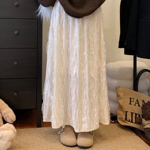 Velvet midi skirt with lace trim(ME093)