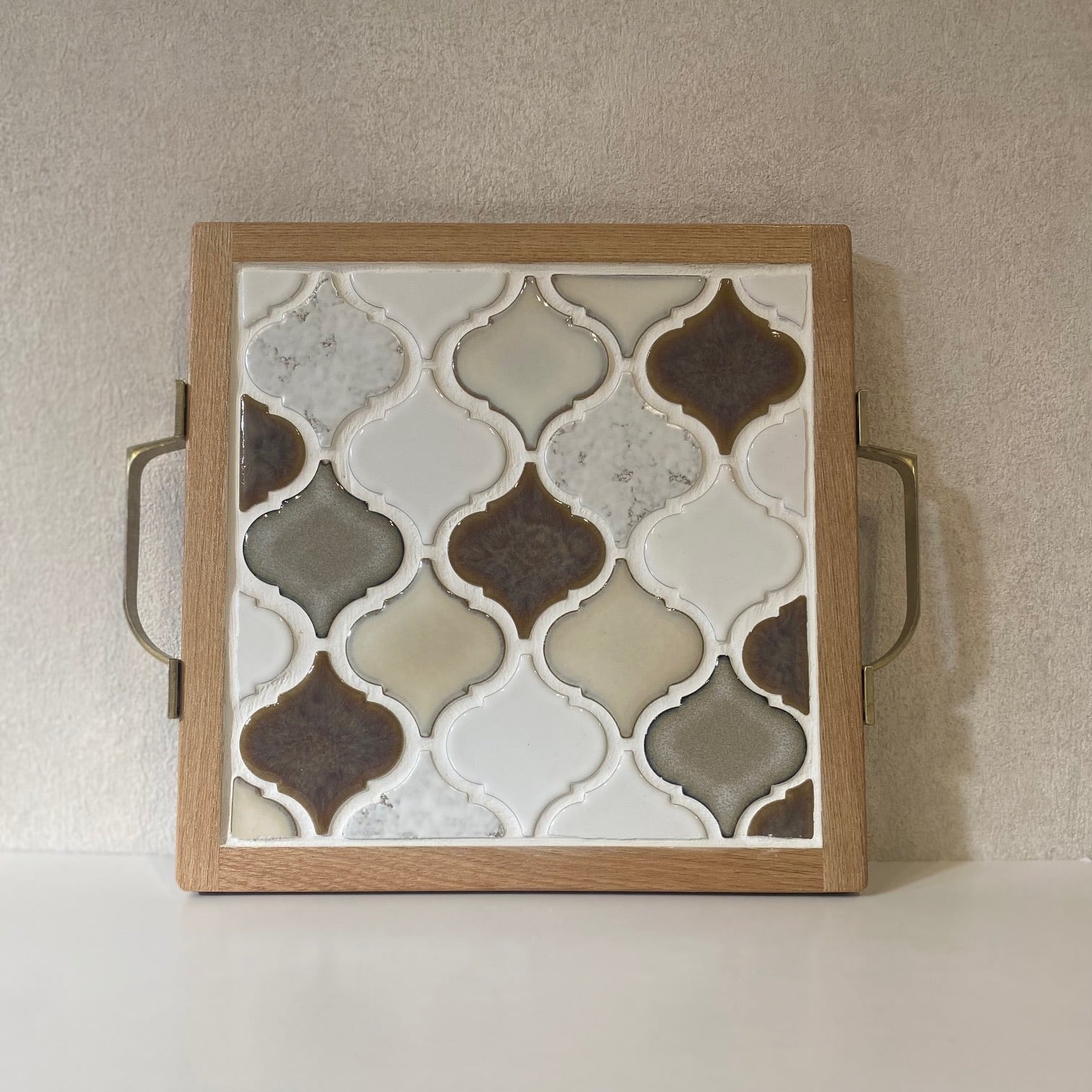 コラベルタイル*カフェトレー :ブラウン: