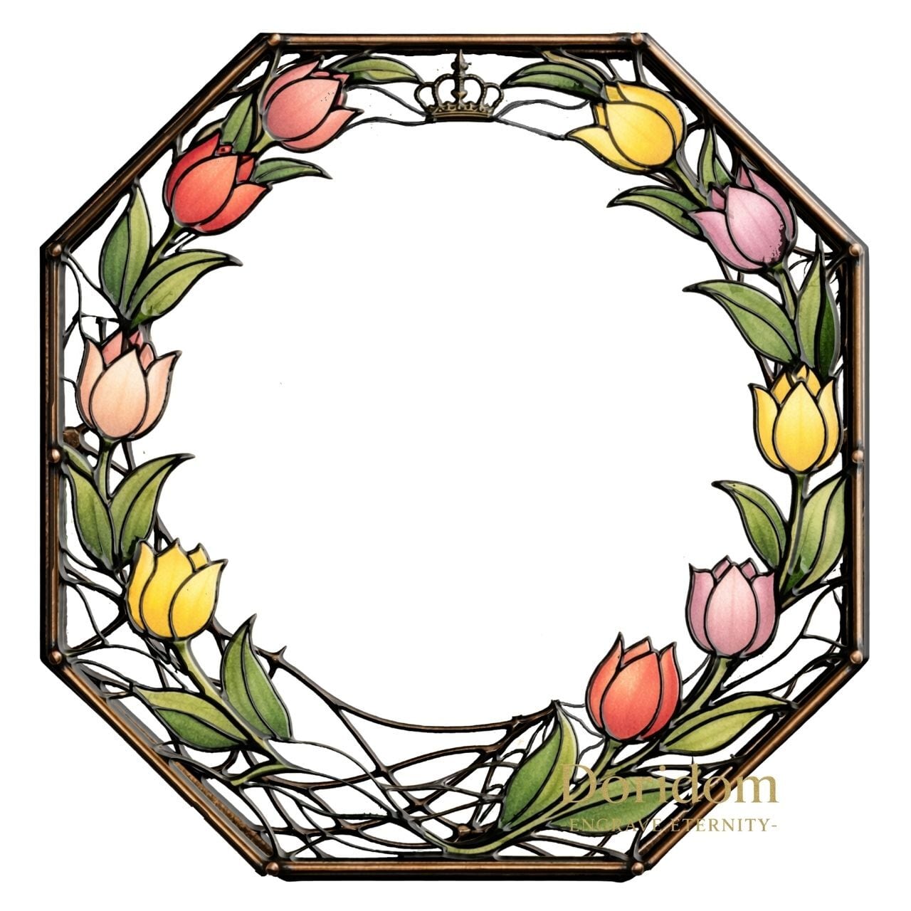 高解像度300DPI】Tulip Stained Glass Frame No.12｜チューリップ