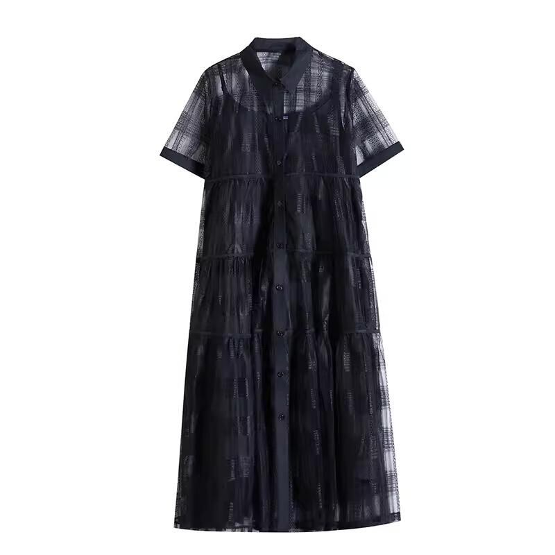 CLANE シースルーチェックワンピース ◇CLANE /クラネ◇【シースルーチェックアームワンピース