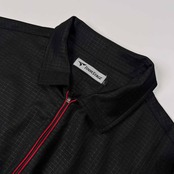 TOURSTAGE ツアーステージ ゴルフ ハーフジップ 半袖 ドライ ポロシャツ サイズ L /メンズ/ブラック×レッド