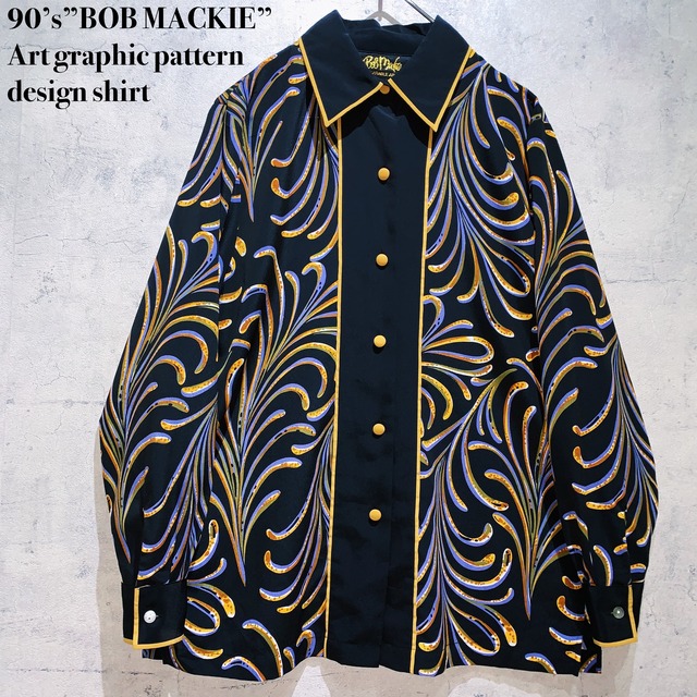 90’s”BOB MACKIE”Art graphic pattern design shirt