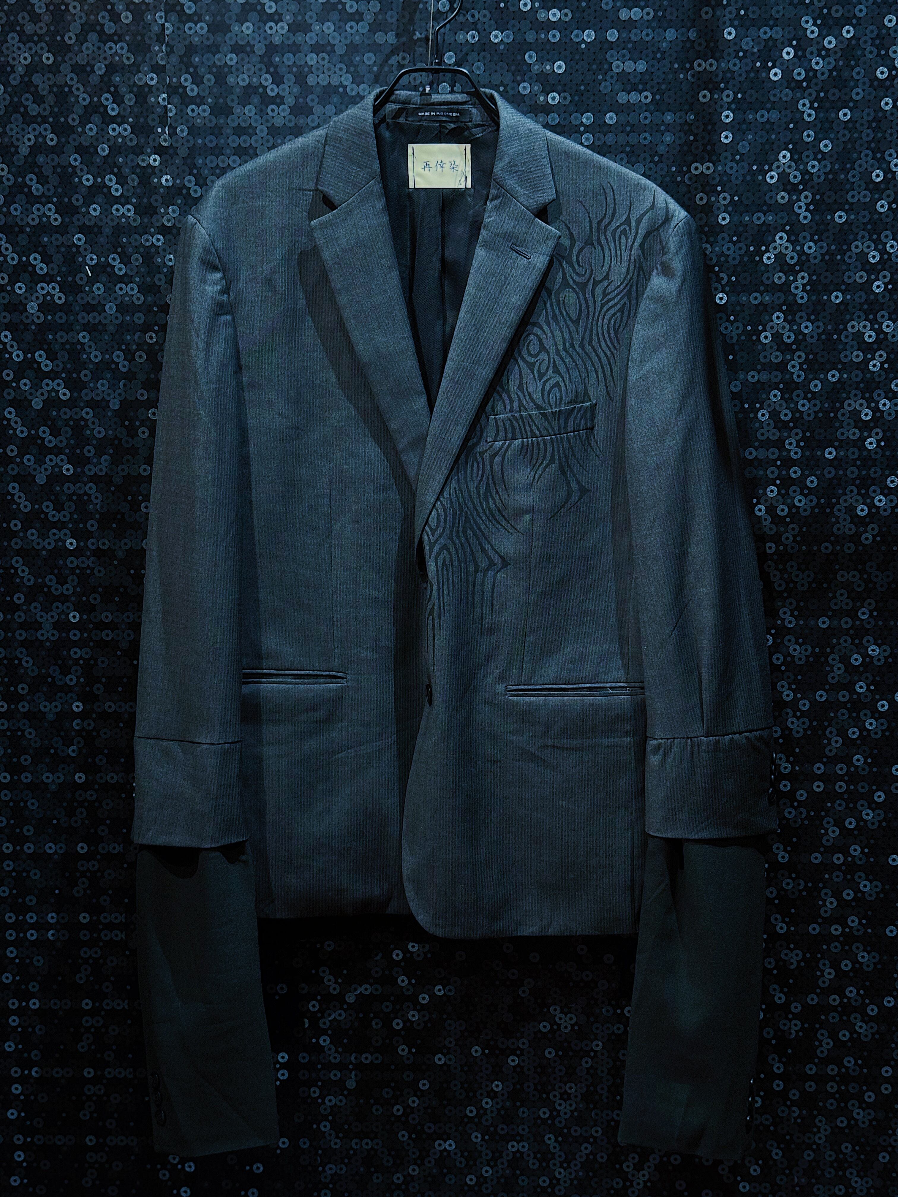 【ÆIEM】"再倖築"vintage"Silent Blaze"paint long sleeve docking tailored jacket