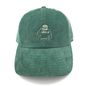 SHOCK CITY embroidery logo corduroy CAP (dark green)
