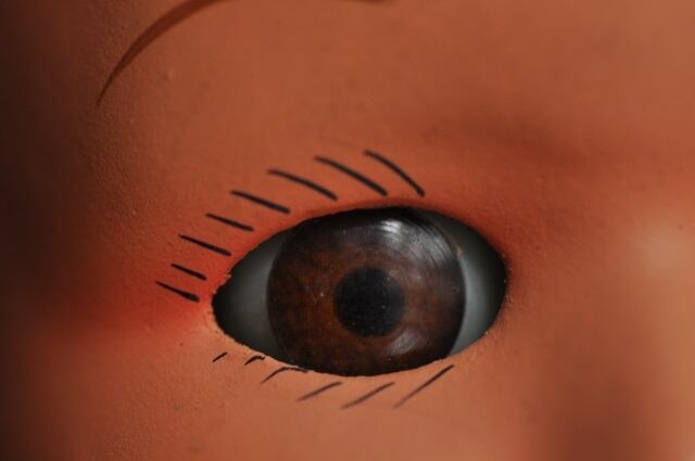 目の色の異なる双子のドールヘッド