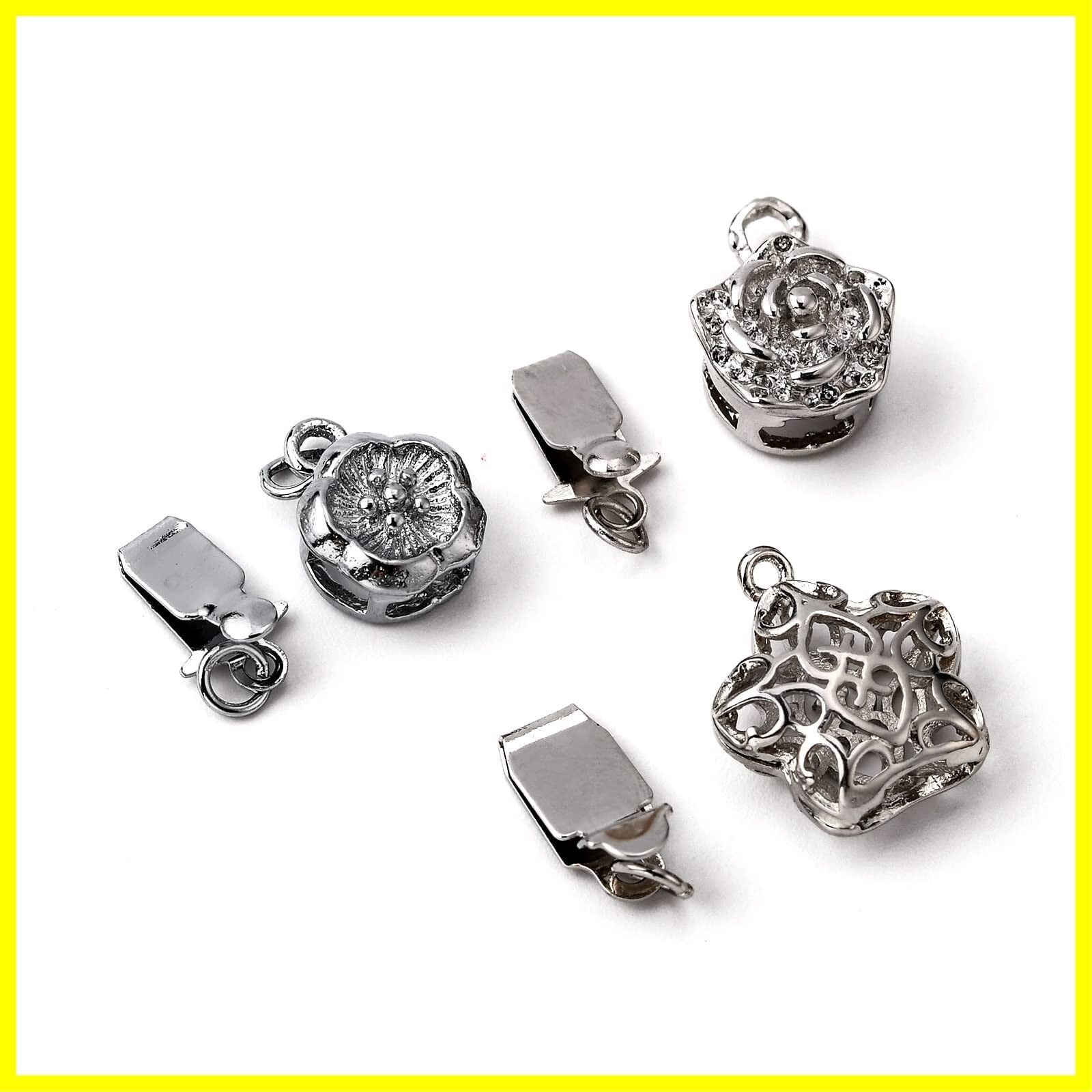 PH PandaHall 3セット 真鍮 クラスプ 差込式 留め具 エンドパーツ 紐