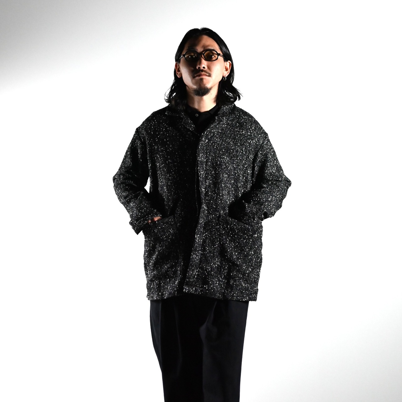 INTERIM(インテリム)TEXTURED DONEGAL BOUCLÉ DEADSTOCK HYPER BIG FLY FRONT SHIIRTS JACKET