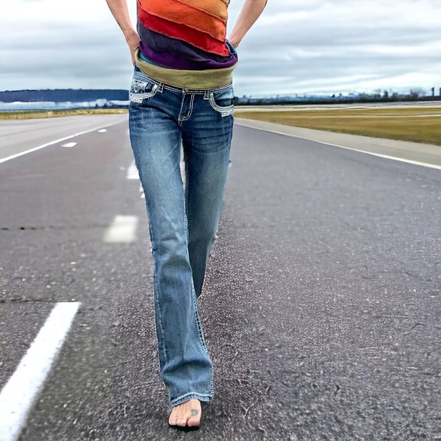 【LADIES】bellbottom denim pants