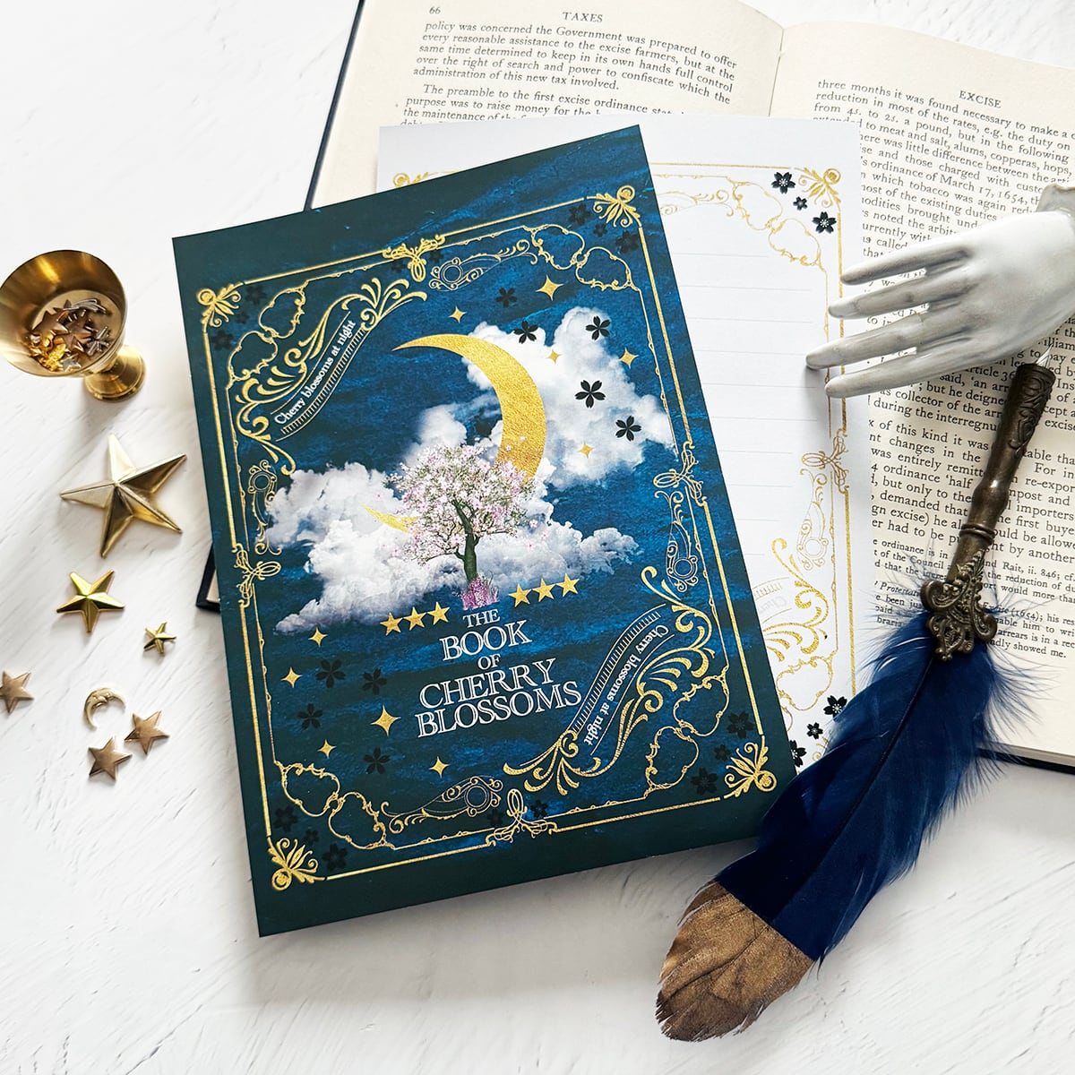 架空の洋書 夜桜の本 レターセット(BLUE) | LALA CloveR.幻想 架空の洋書 夜桜の本 レターセット(BLUE) | LALA CloveR.幻想