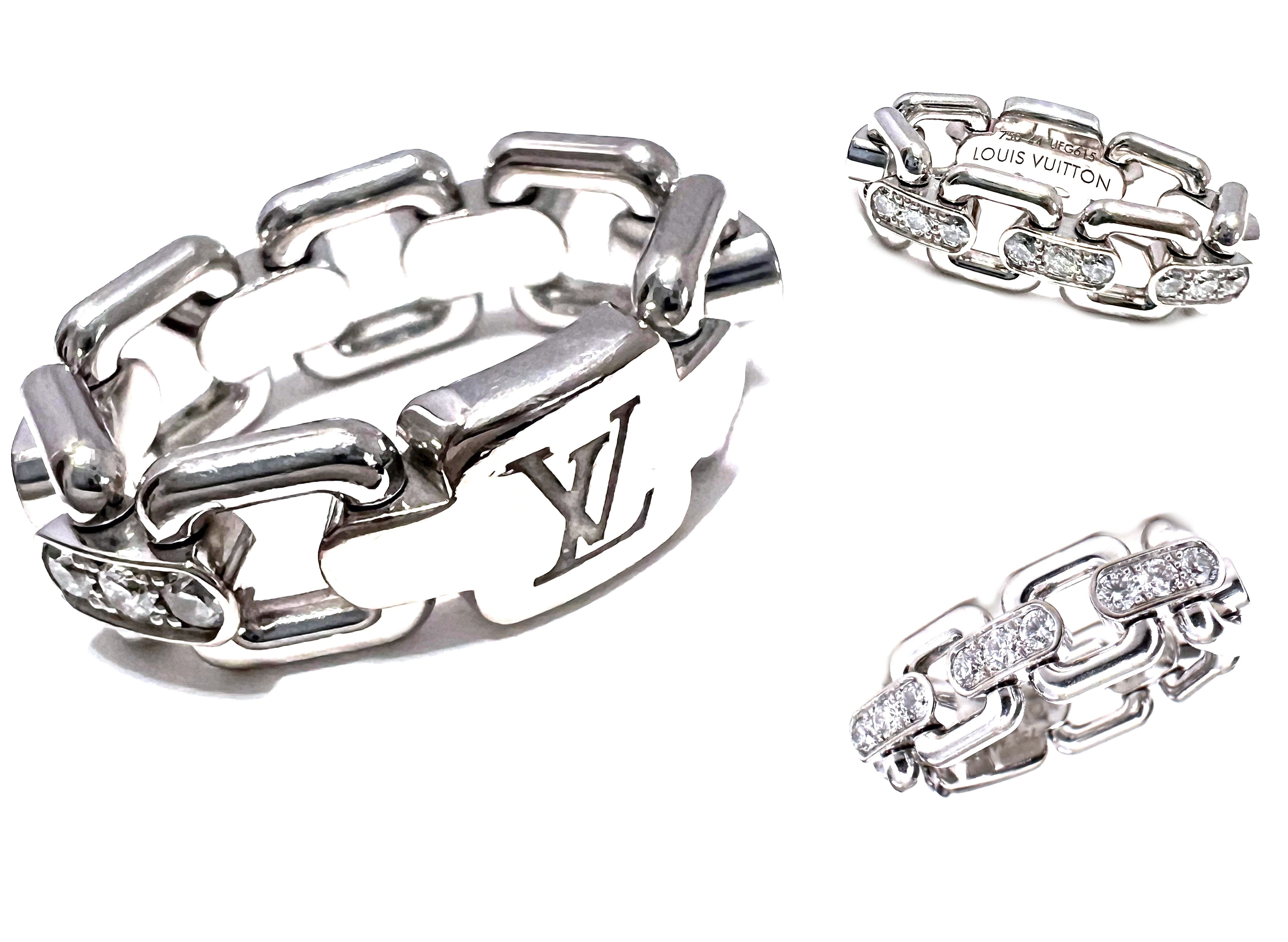 LOUIS VUITTON ルイヴィトン バーグ チェーン アトラクション リング ダイヤモンド 15P K18WG ホワイトゴールド 750 指輪 6号