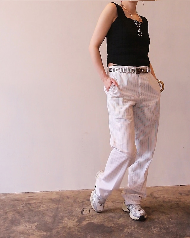 1990s EU white stripe summer pants