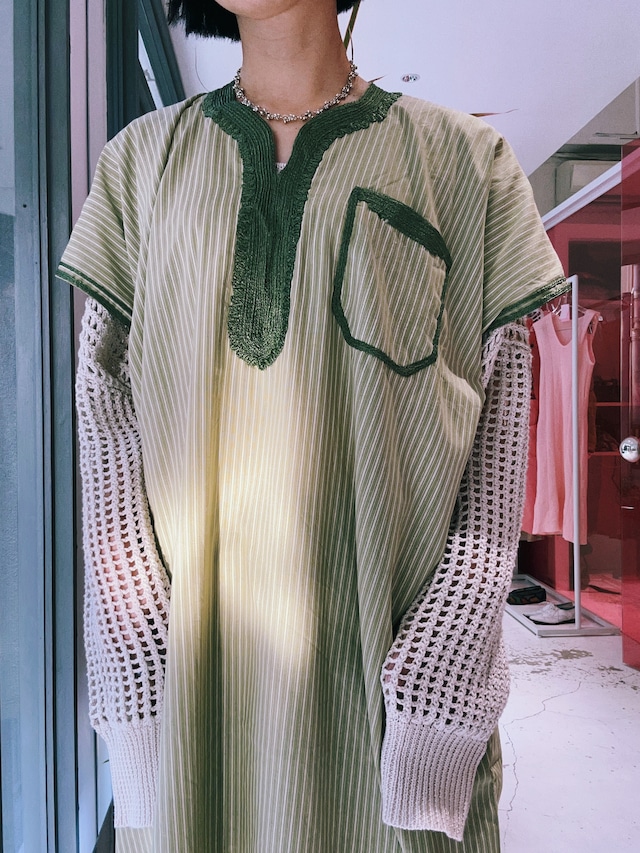 Moroccan green caftan dress
