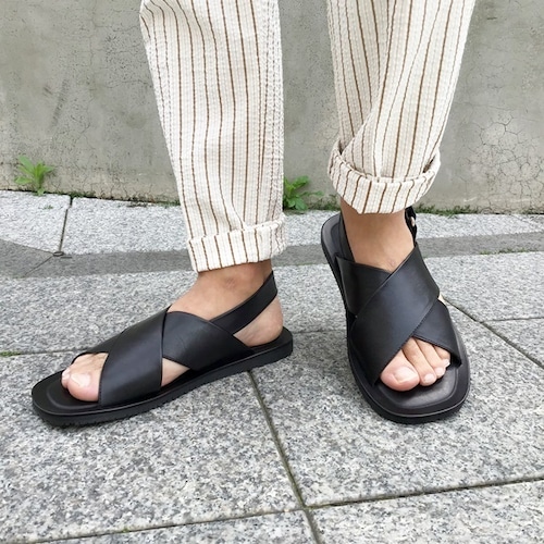 THE SANDALS FACTORY  バックストラップレザーサンダル /BLACK