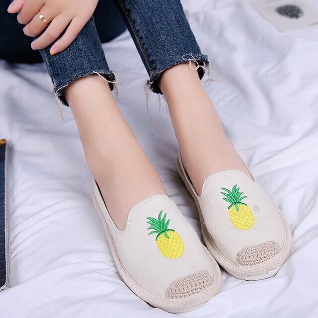 エスパドリーユ レディース 靴 パイナップル かわいい おしゃれ 全3色 ブラック/ベージュ/ブルー 22.5cm/23cm/23.5cm/24cm/24.5cm/25cm