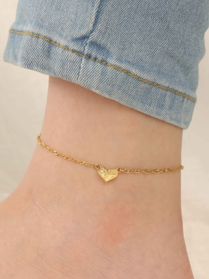【 screw 】316L hawaiian zirconia heart anklet #a11