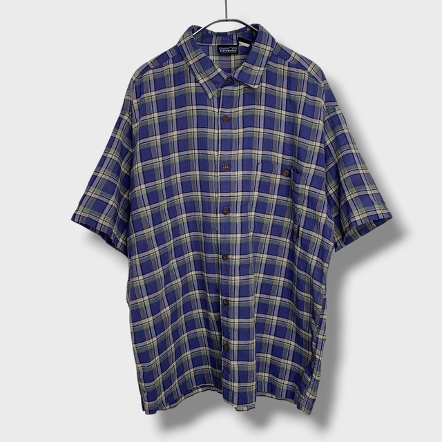Patagonia ACヤーンダイシャツ 98年 ポルトガル製 L 青系
