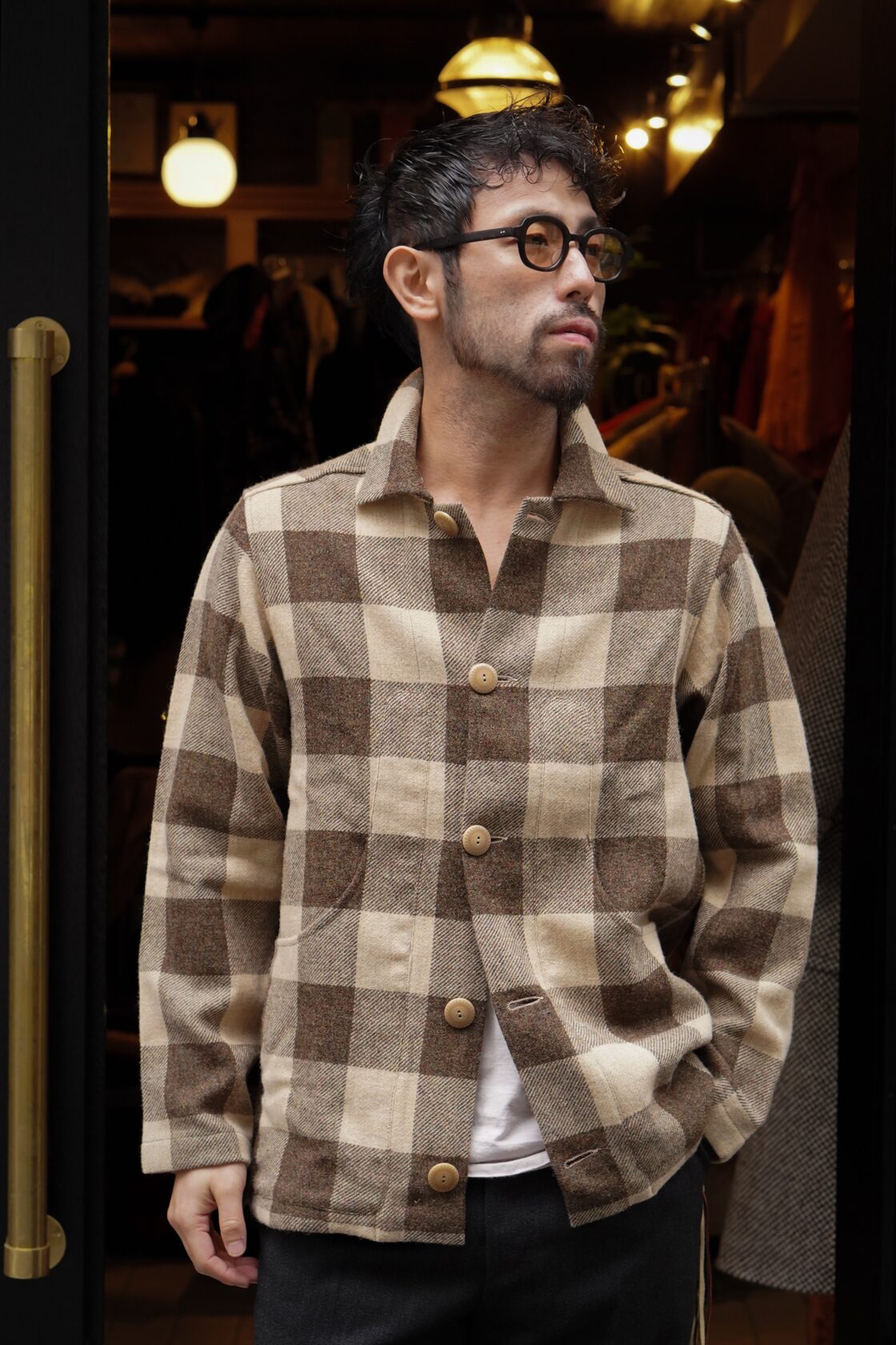 WYTHE / Shetland Tweed Hunting Jackets Brown Buffalo Check | Pay ID
