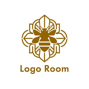No714 蜂の紋章のロゴ【蜂、紋章、茶色、単色、高級、オシャレ、品格、ハチミツ、商品、蜂場、ショップ、販売、フード】