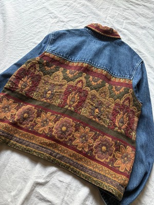Artistic Pattern Tapestry Denim Jacket