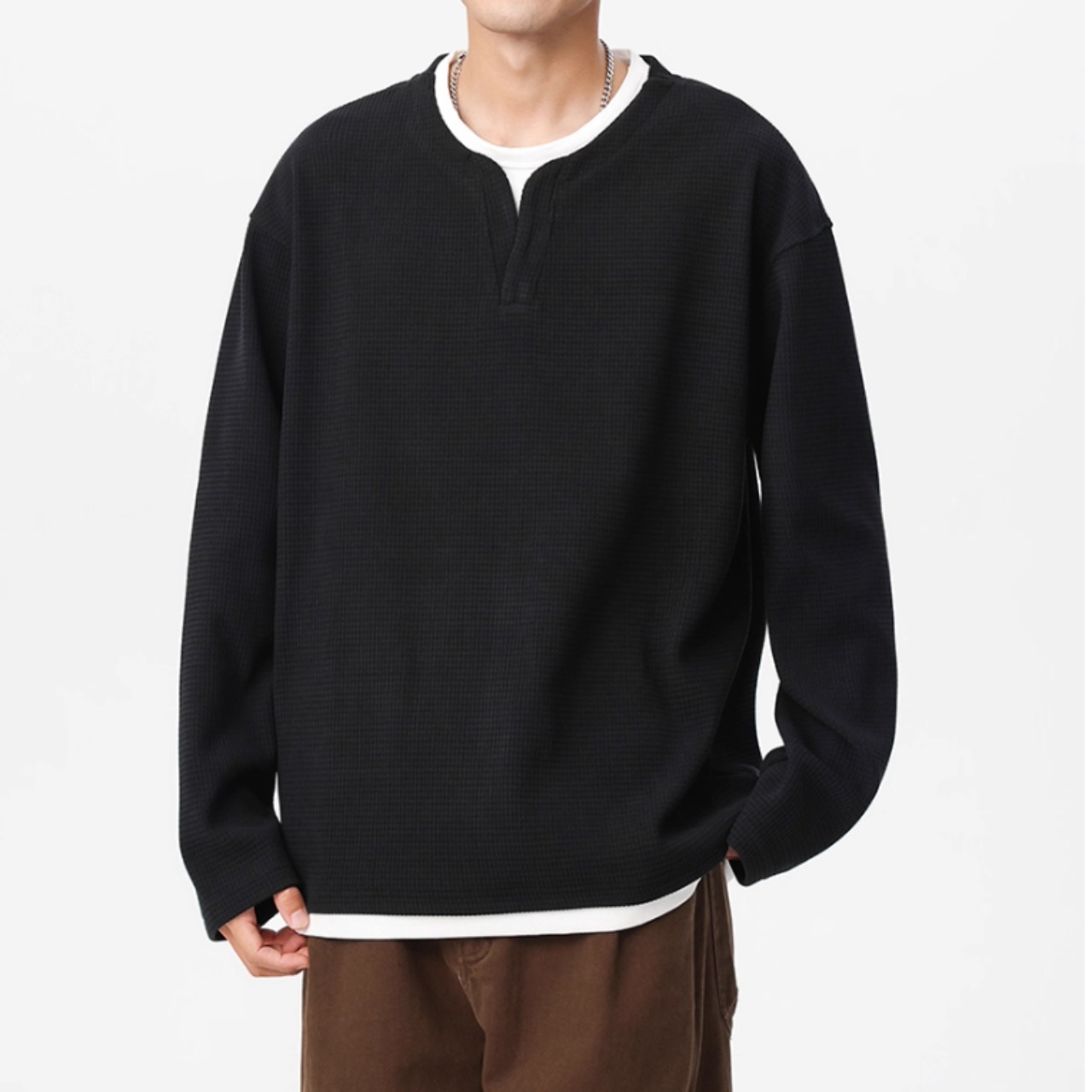 ヘンリーネック ロングスリーブTシャツ af0310