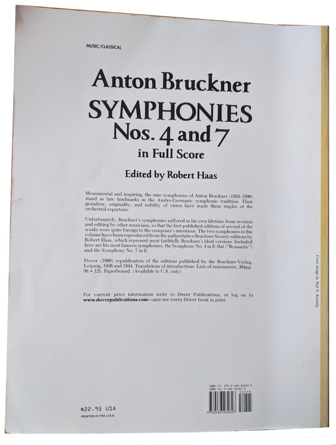 Bruckner Symphonies Nr.4 , Nr.7 /Ed. Haas: Full Score｜Dover版