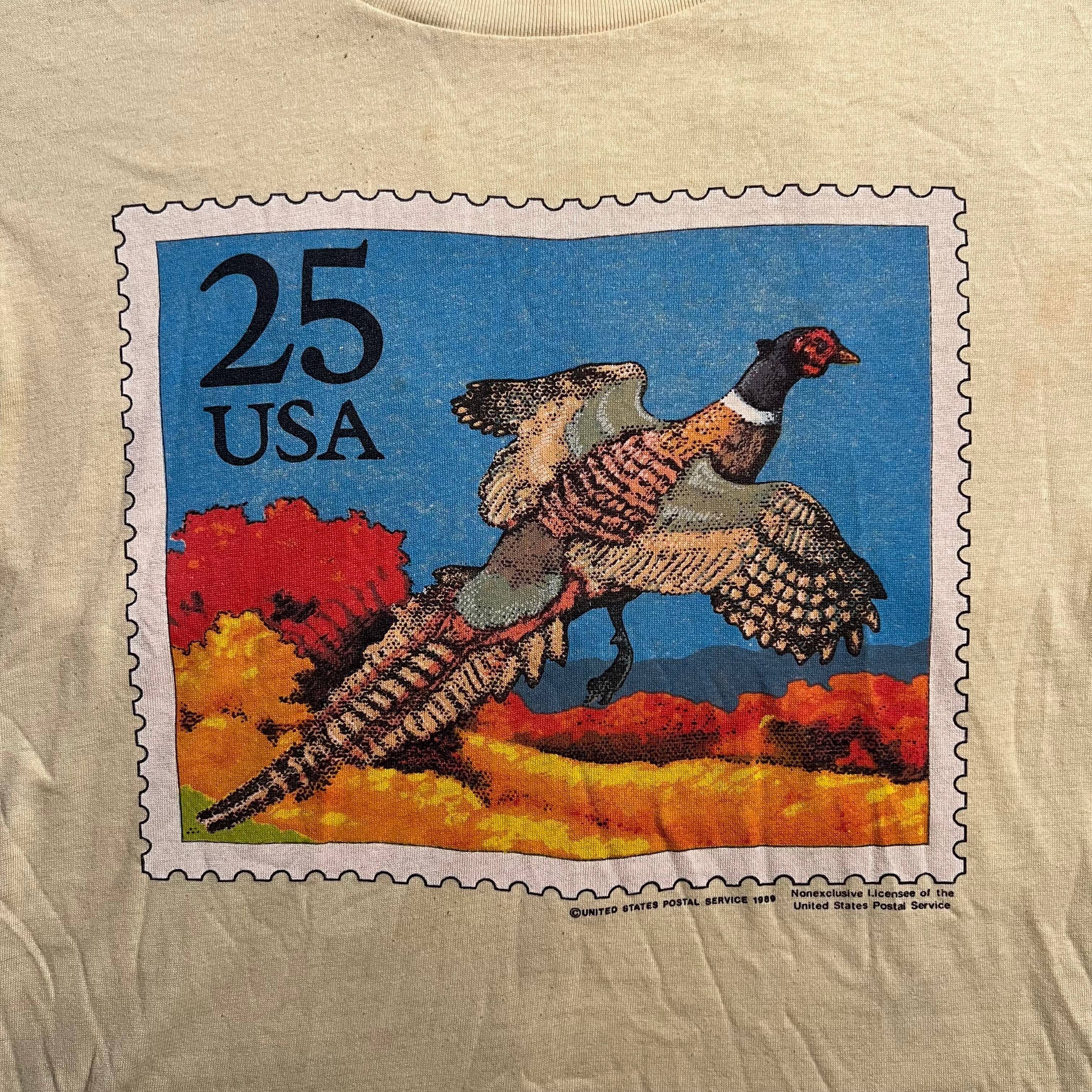 90s｜USPS｜切手モチーフ プリントTシャツ｜25¢ PHEASANT 野鳥