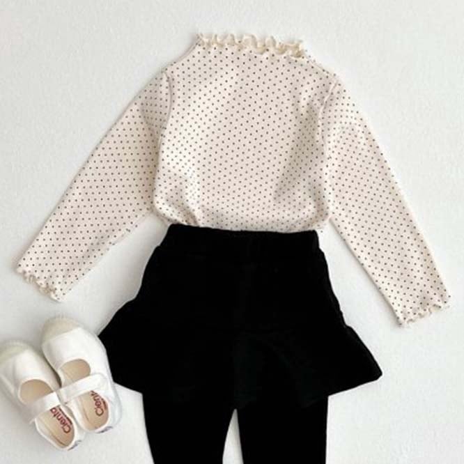 〖 即納 〗autumn collection ネックフリル ドットトップス (unisex)