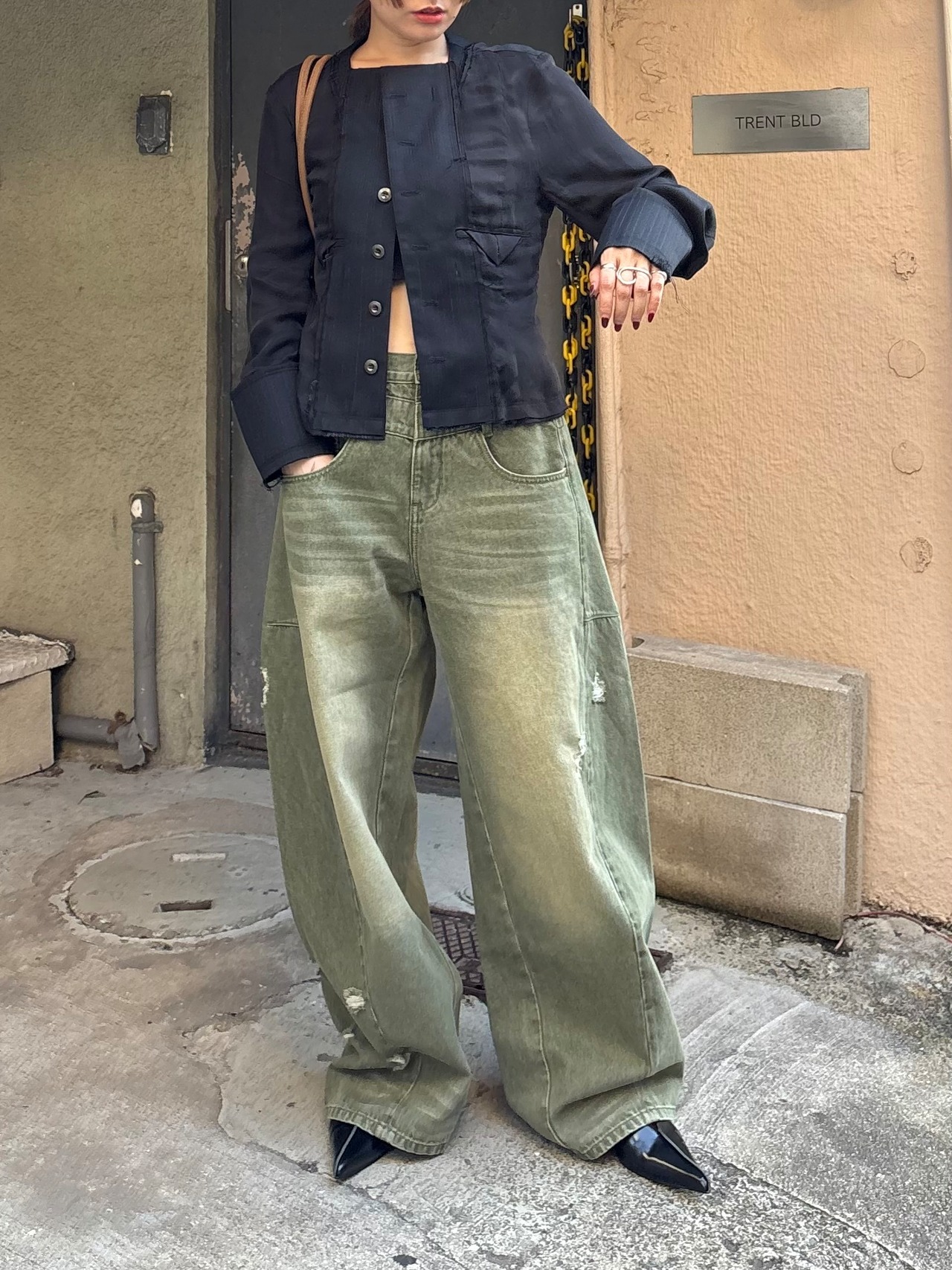 【26AW | WOMEN】Feng Chen Wang フェンチェンワン / パンツ / Green Washed Denim Pants  FUF22TR33 - 3