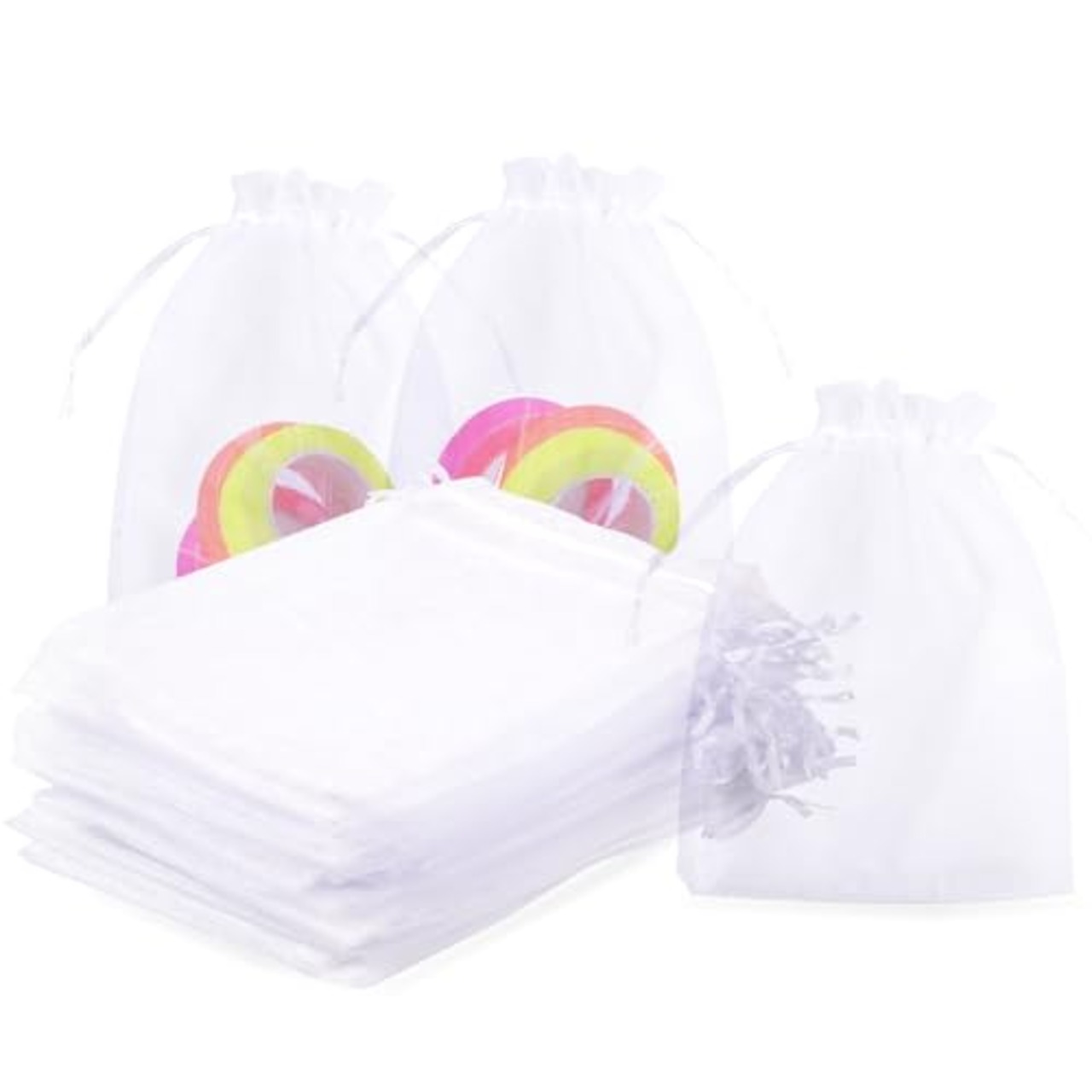 ラッピング 袋 透明 オーガンジー 巾着袋 小分け袋 プレゼント ギフト ポーチ (15x20cm 30枚)