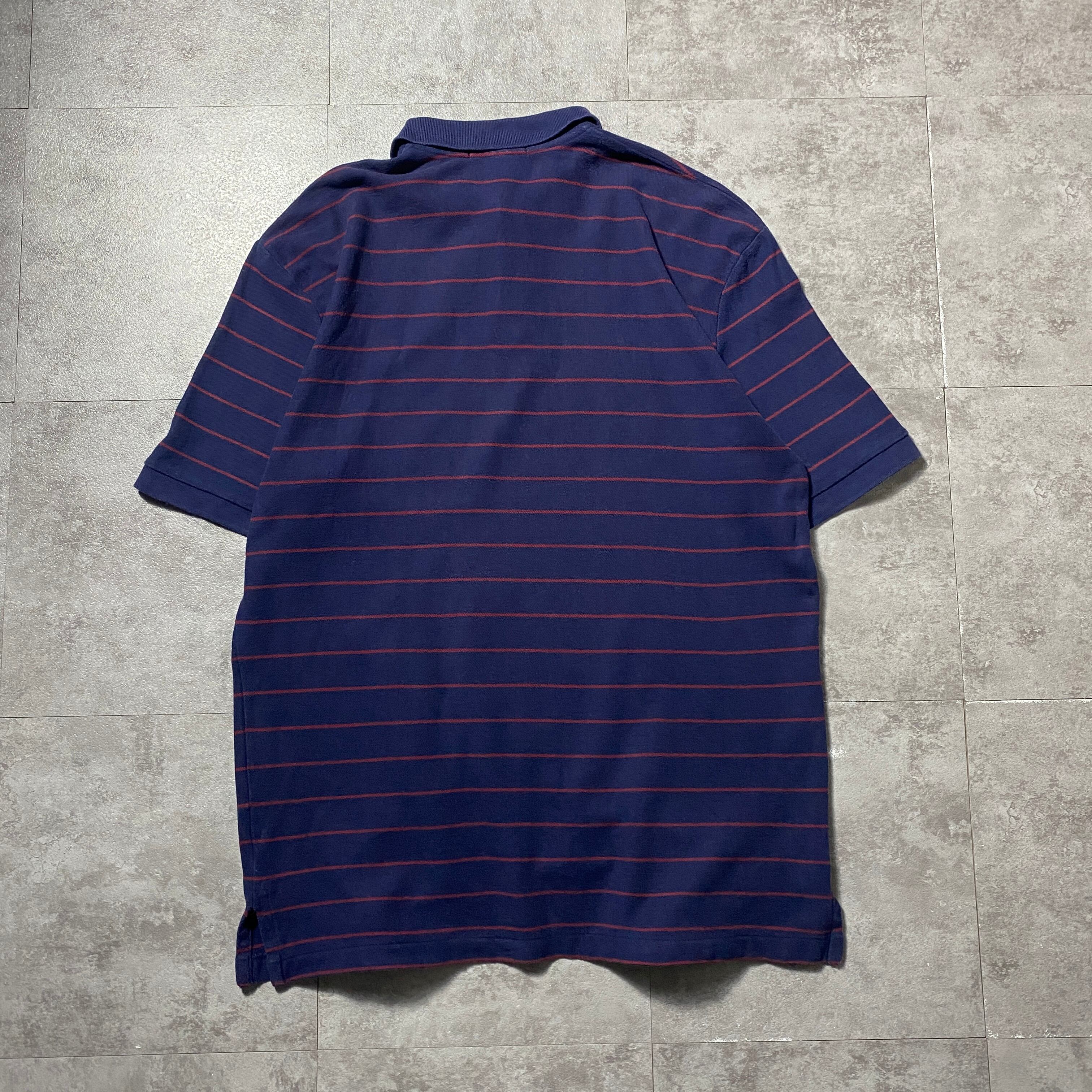 90s 90s POLO ポロラルフローレン 刺繍ロゴ ボーダー 半袖 ポロシャツ 