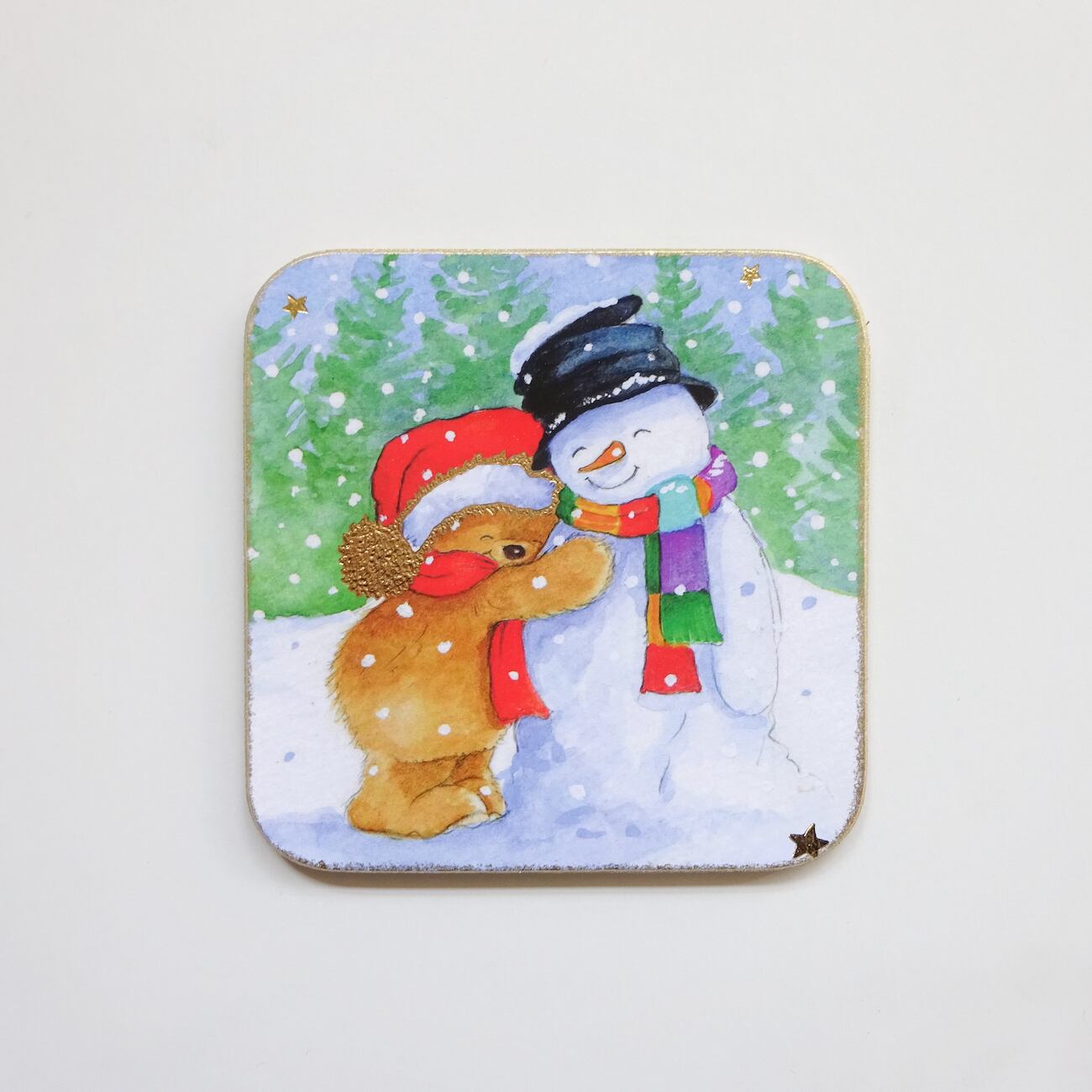 クリスマス コースター C-1991 スノーマンxベアー [Luka Basic