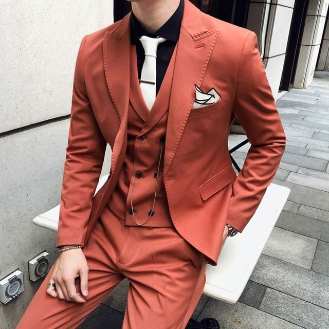 予約販売】メンズ セットアップ スーツ 3点セット シック ベストスリム