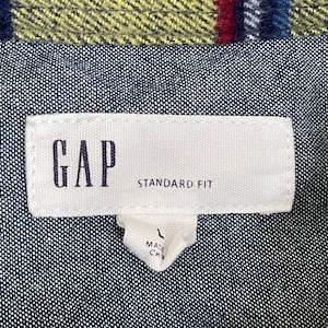 【GAP】LARGE フランネルシャツ ネルシャツ 長袖 チェック柄 カジュアルシャツ イエロー  ギャップ US古着