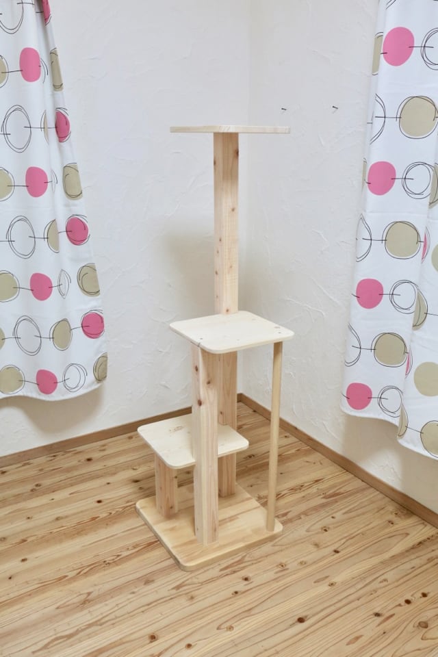 ヒノキ材 階段型キャットタワー カスタマイズ可能 | 木工舎 あると工房