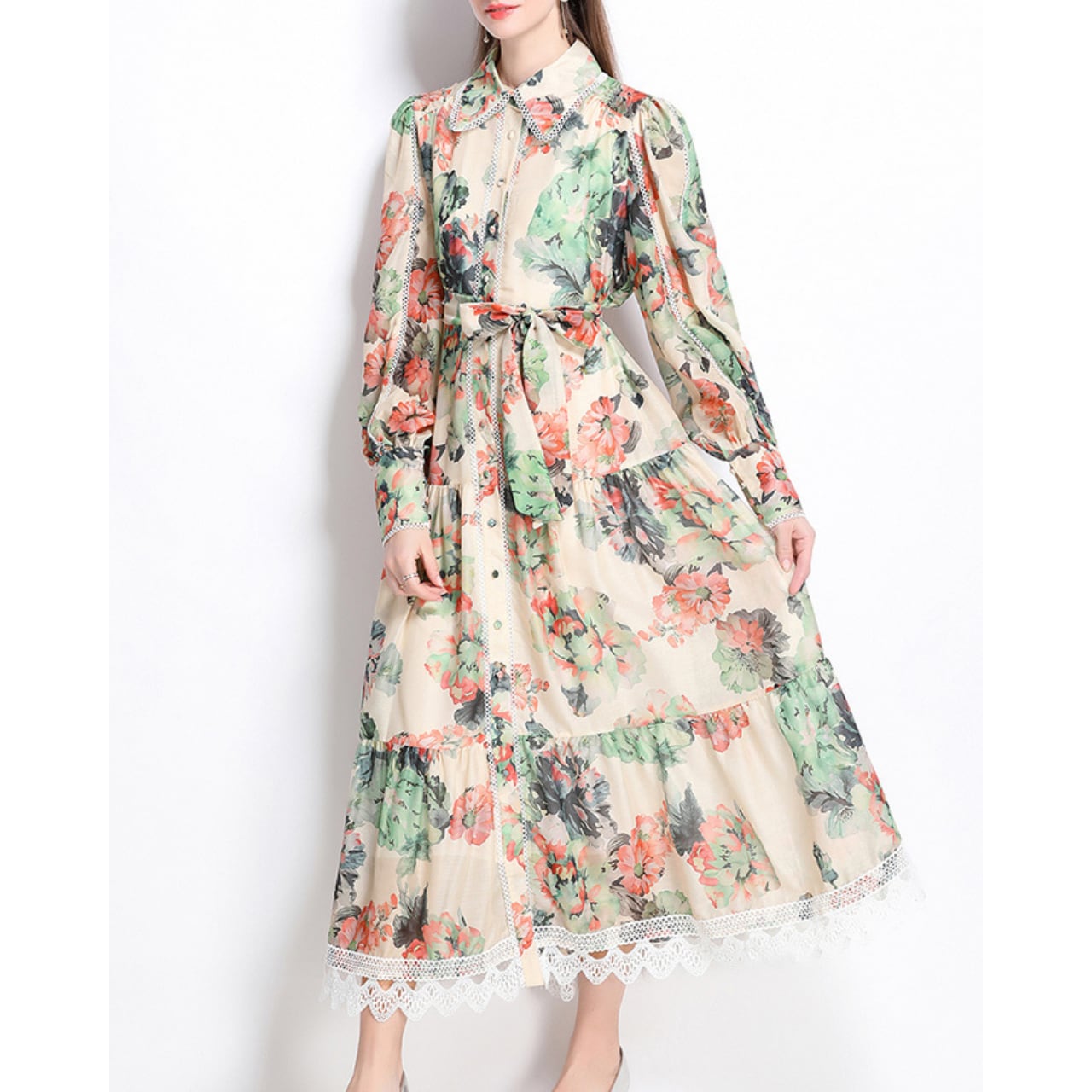 フローラルレースワンピース L1761