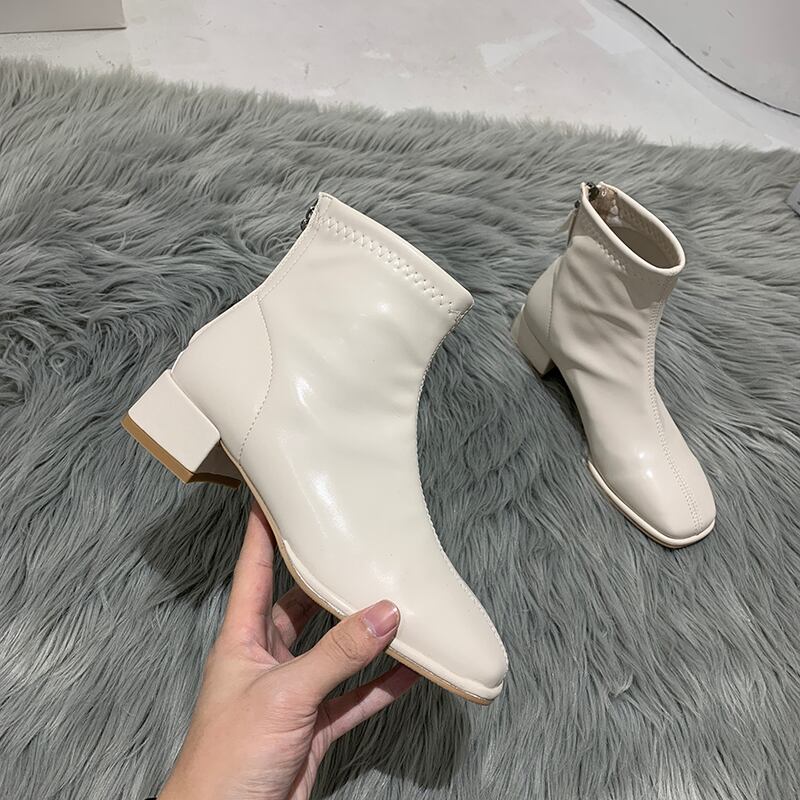 ブーツジッパーレッドカジュアルソリッド カラー 靴 シューズ ソリッドカラー フェイクシューズ97812365727