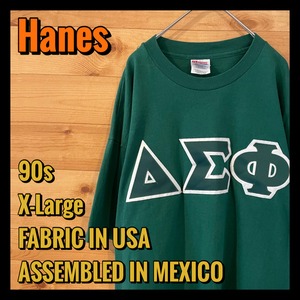 【Hanes】90s  USA製 Tシャツ 刺繍プリント XL アメリカ古着