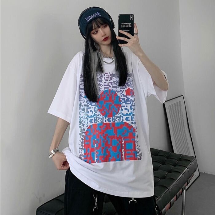 スタイルルーズサマーレディースプリントTシャツ 大きめサイズ かわいい 夏物 ケッペル40170032720