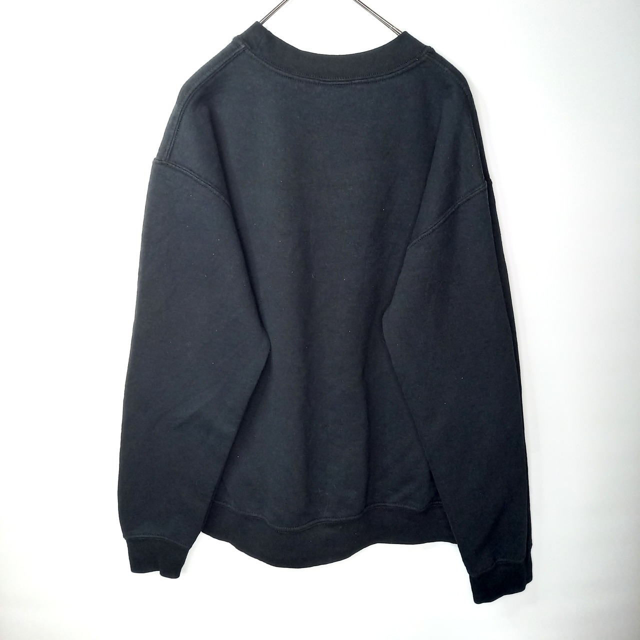 ギルダン　クルーネック　スウェット　トレーナー　英字プリント　ブラック　S