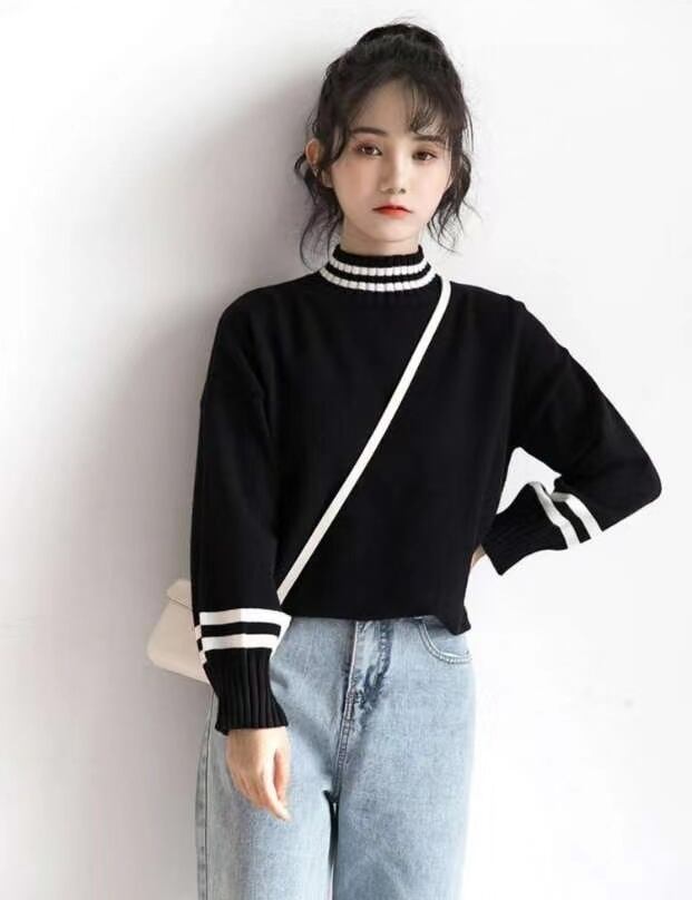 ボトルネック　ライン入りニット　AJ11013-A008