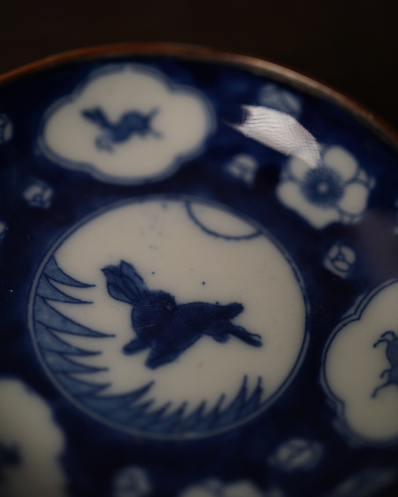 豆皿　月見兎　梅　馬　B　/　明治〜大正期