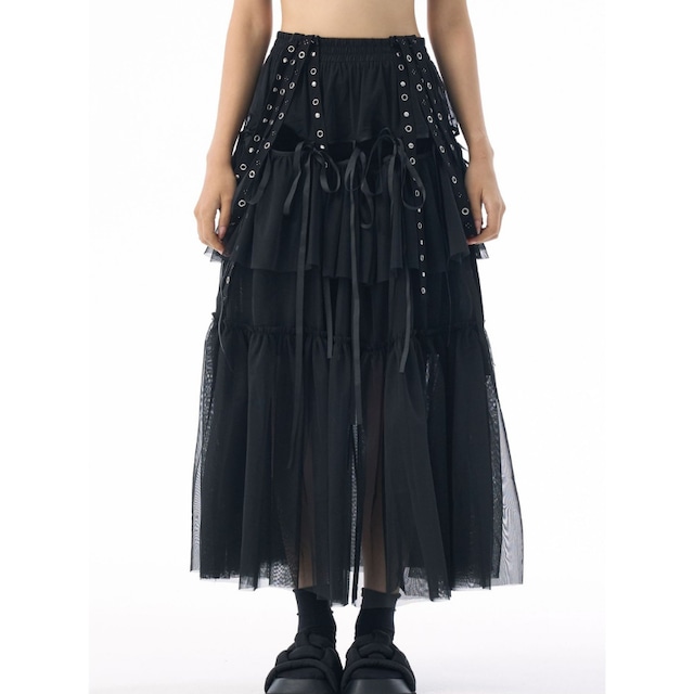 ティアード フリル ミモレ丈 スカート 3color SK0333