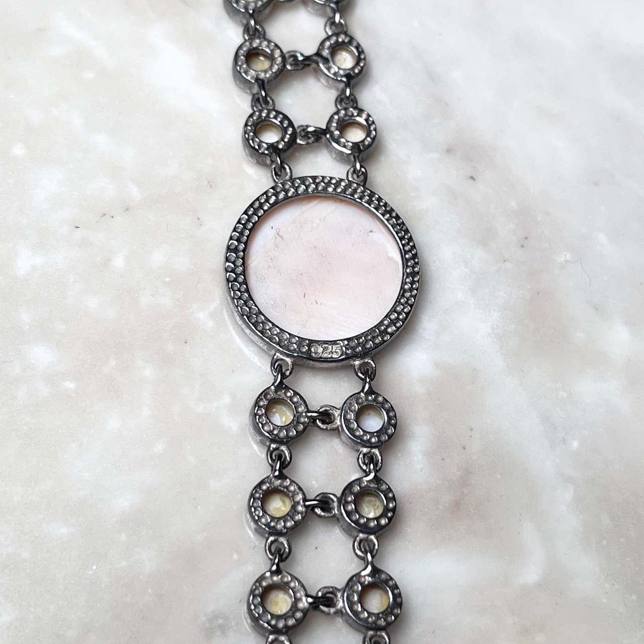 vintage shell link chain silver bracelet