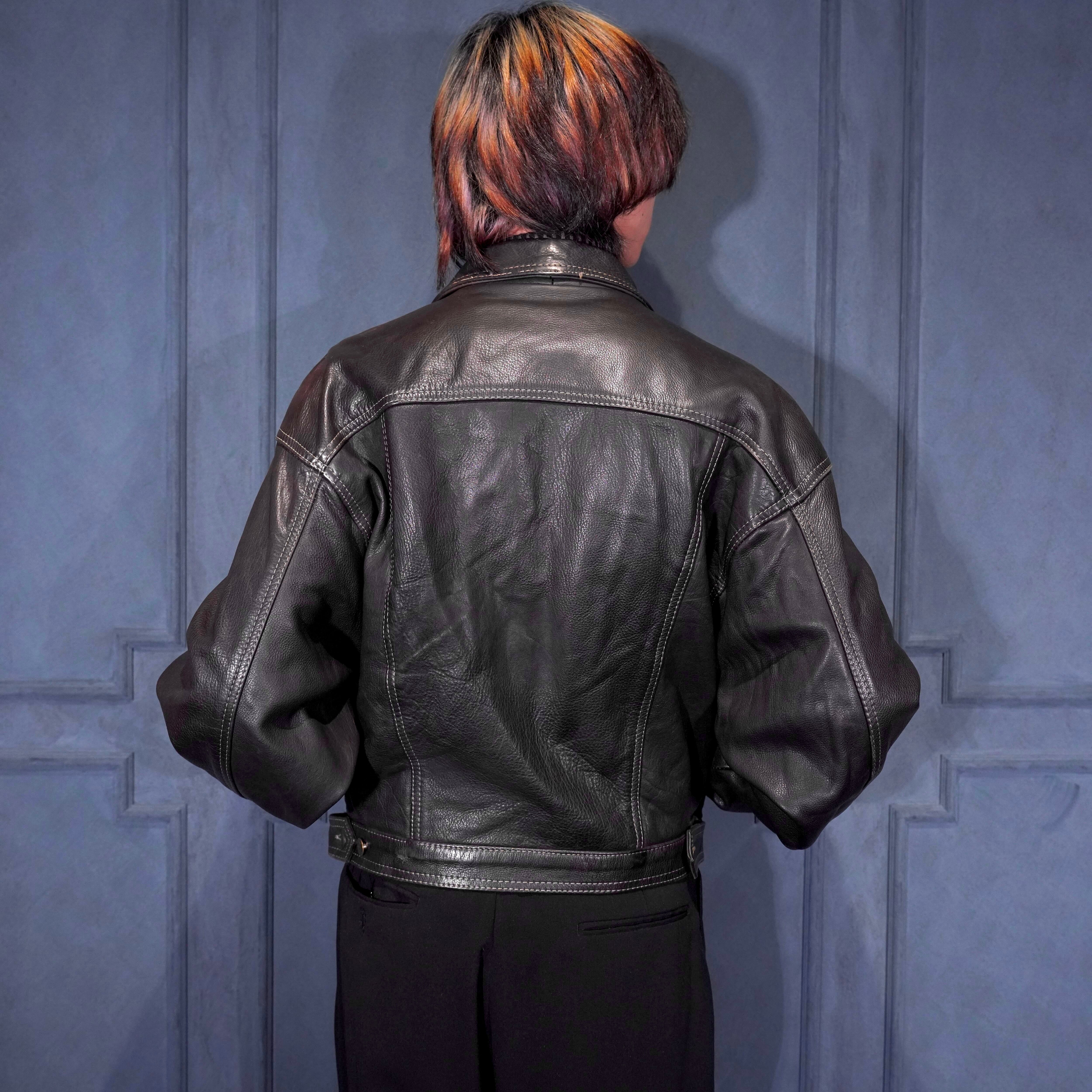 USA VINTAGE FADED DESIGN LEATHER TRACKER JACKET/アメリカ古着