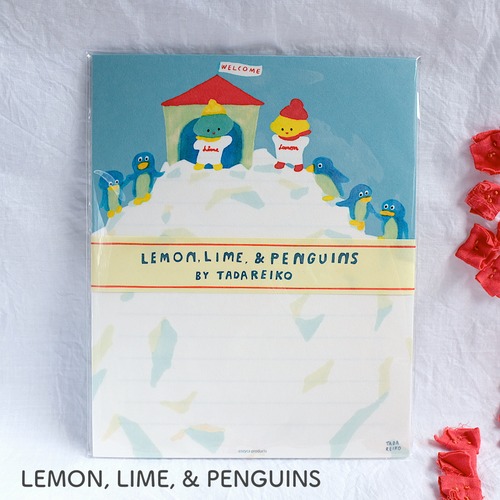 【多田玲子】レターセット「LEMON, LIME, & PENGUINS」