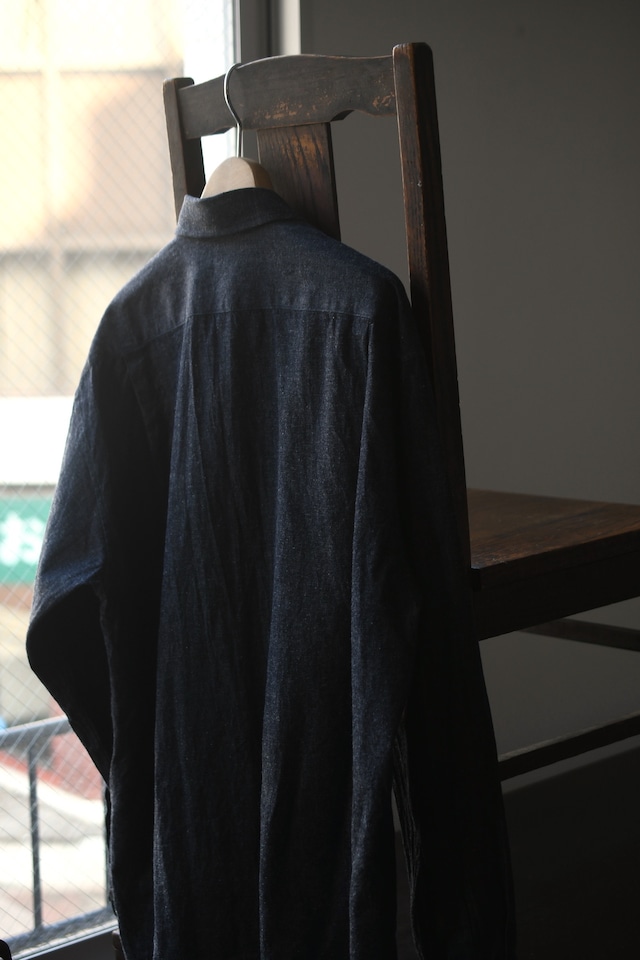 Cale / Cotton Linen Denim Shirt (Navy)