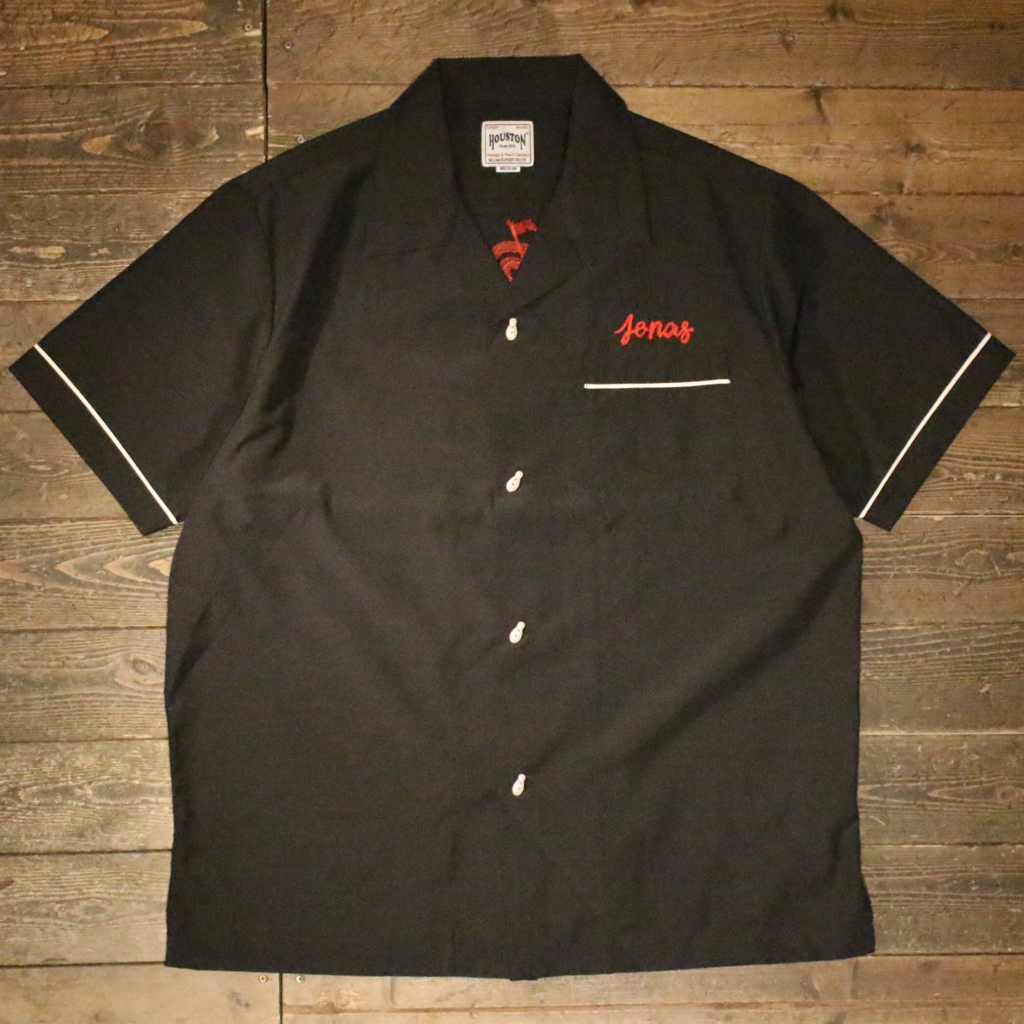 HOUSTON】41321 BROAD BOWLING SHIRT (HOT SPARKS) -BLACK