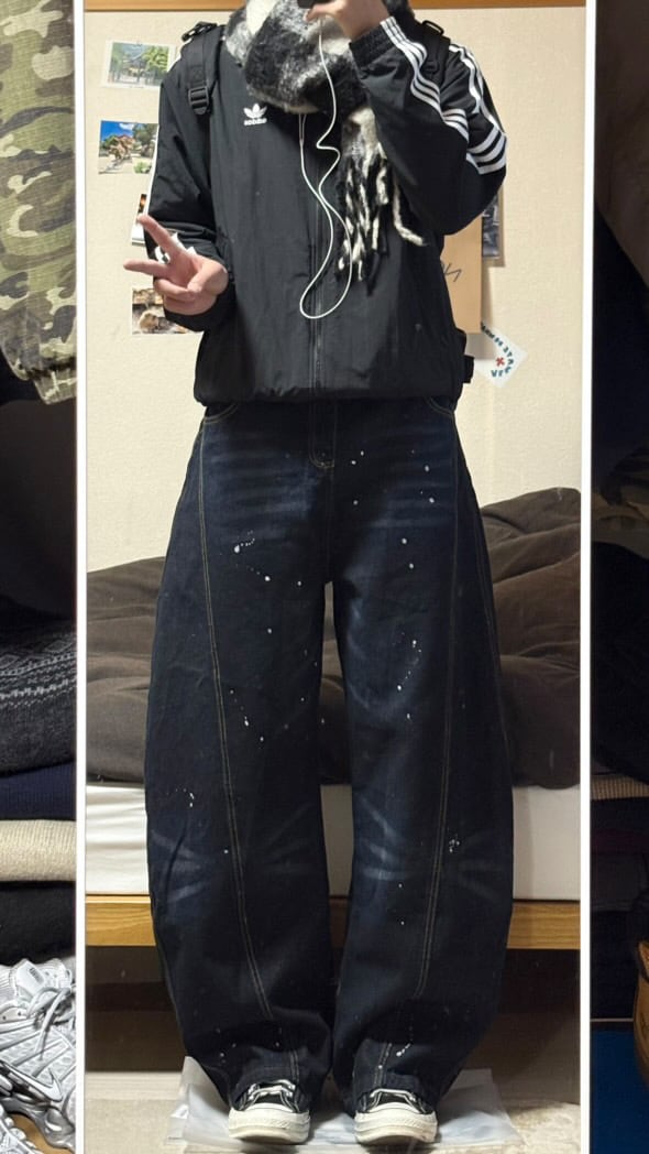 ペイントワイドデニム el1449 | elev fashion store