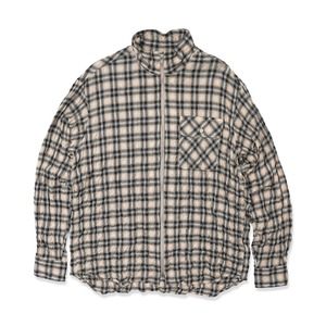 HOMBRE NINO : PLAID ZIP SHIRT  HN0261-SH0004  C/# BEIGE / BLACK SIZE L