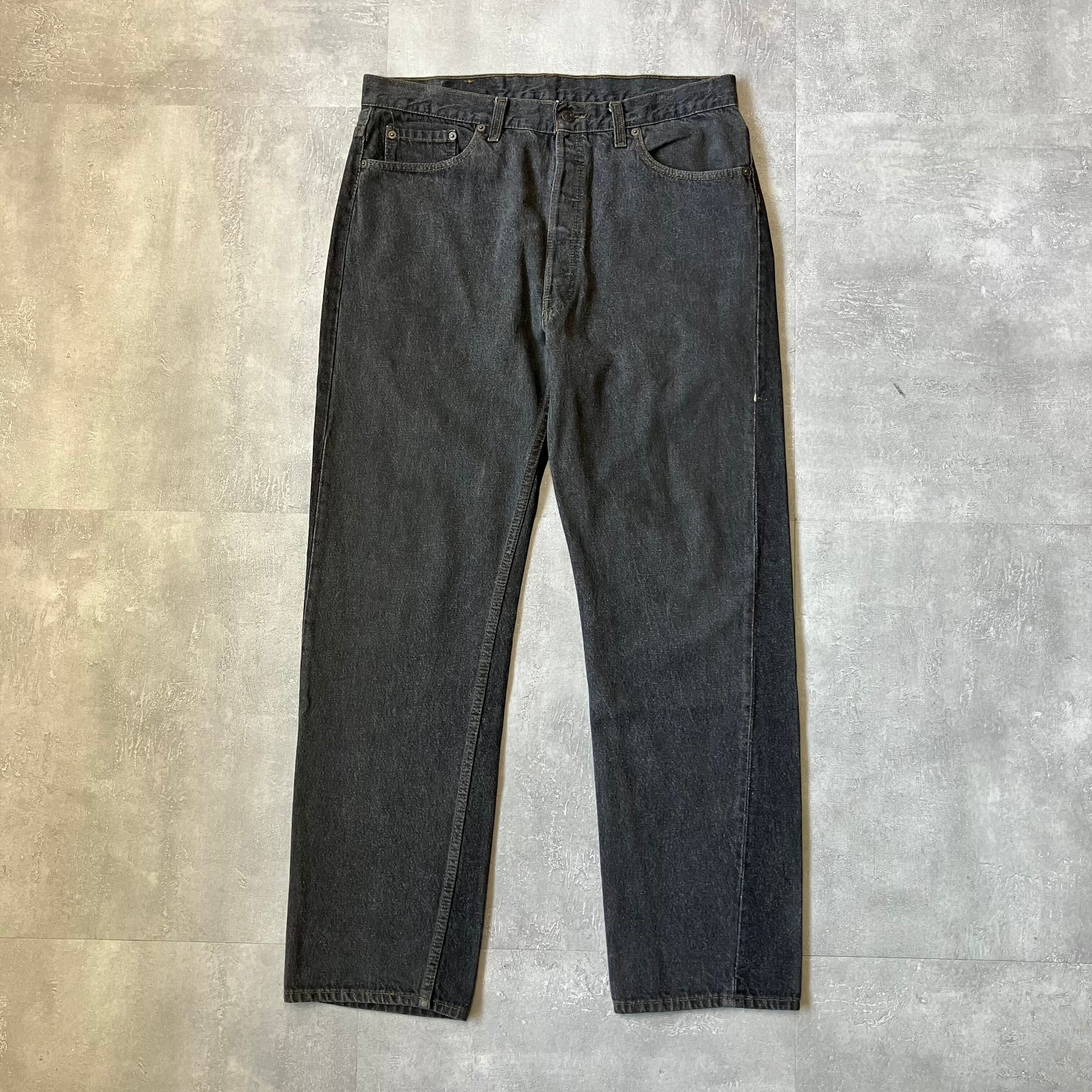 《実寸w36l31》Levi's リーバイス 501 90s usa製 ブラックデニム 先染め ツートン irregular品 No.3423